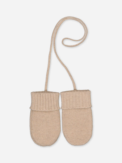 Baby beige mittens in regenerated cashmere