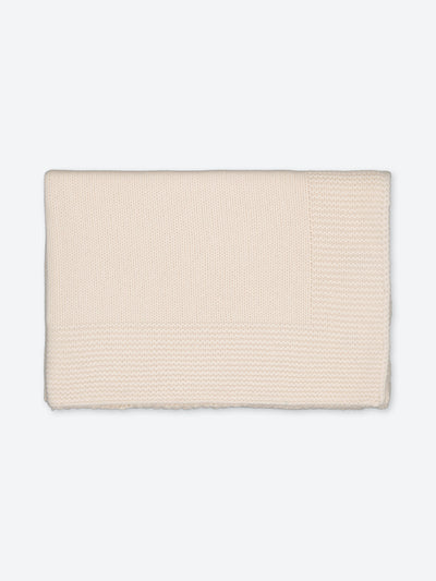 Cream baby blanket knitted in regenerated cashmere 