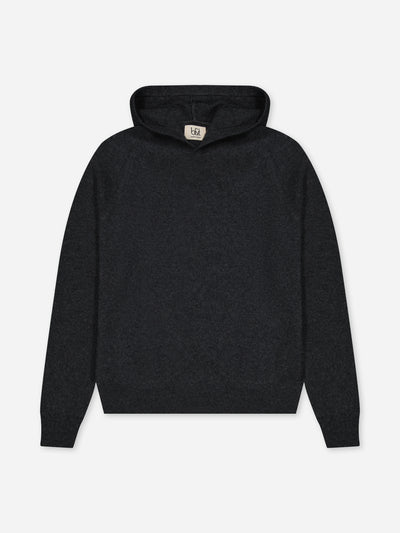 Child charcoal hoodie sweater in regenerated cashmere