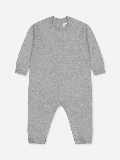 Grey baby jumpsuit in regenerated cashmere