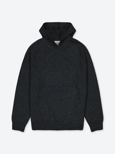 Pull à capuche en cachemire régénéré anthracite