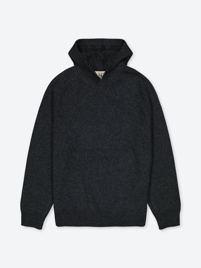 Charcoal hoodie sweater in regenerated cashmere