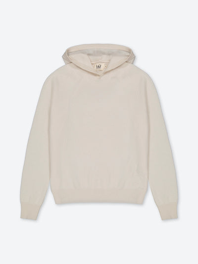 Ivory hoodie sweater in regenerated cashmere