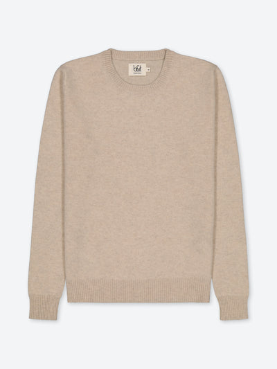 Unisex adult beige sweater in regenerated cashmere to personalize
