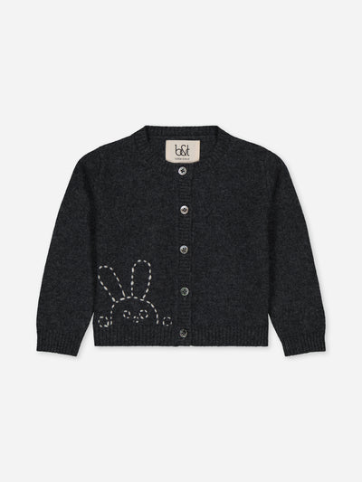 Cardigan bébé anthracite avec broderie à la main