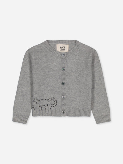 Grey baby cardigan with Koala hand-embroidery