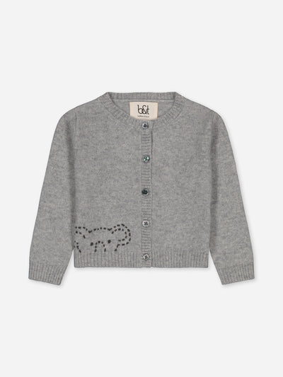 Cardigan gris pour bébé avec broderie Koala à la main