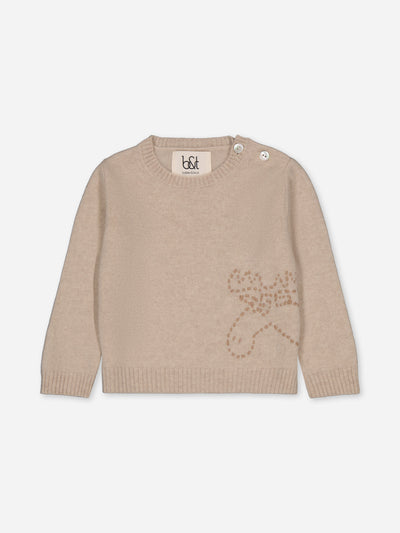 Baby sweater with reindeer embroidery