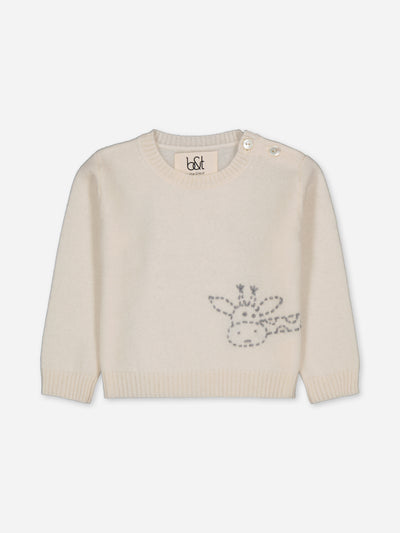 Ivory baby sweater with hand-embroidery 