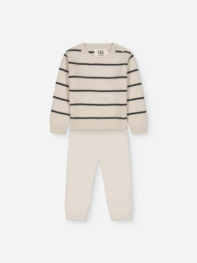 Ensemble bébé en cachemire - pull rayé et leggings