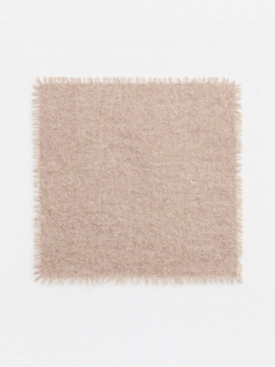 Beige square cashmere scarf with fringes