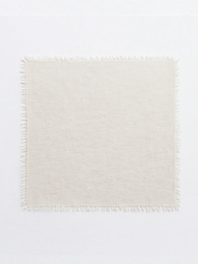 Ivory square cashmere scarf with fringes