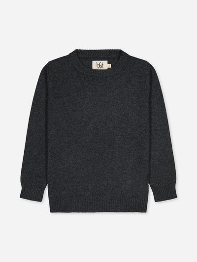 Charcoal kid sweater in regenerated cashmere 
