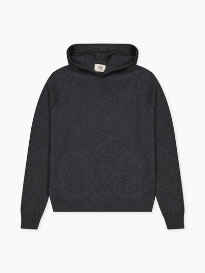 Child hoodie sweater in regenerated cashmere anthracite