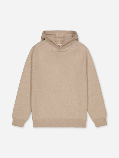 Child beige hoodie sweater in regenerated cashmere