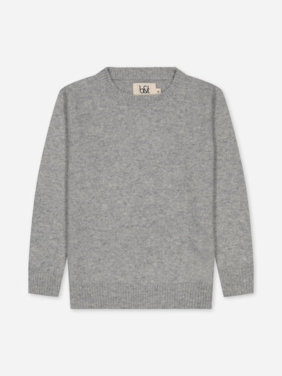 Grey kid sweater in regenerated cashmere 