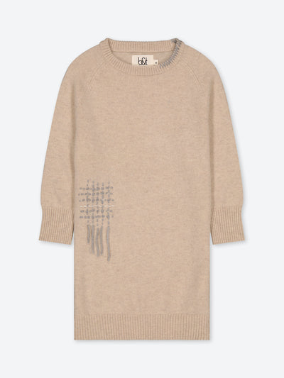 Cashmere dress with hand-embroidered details
