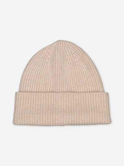 The beanie of a lifetime in beige, roll cuff