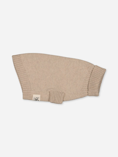 Pull pour chien beige en cachemire régénéré