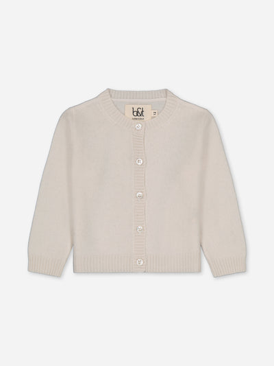 Ivory baby cardigan in regenerated cashmere 