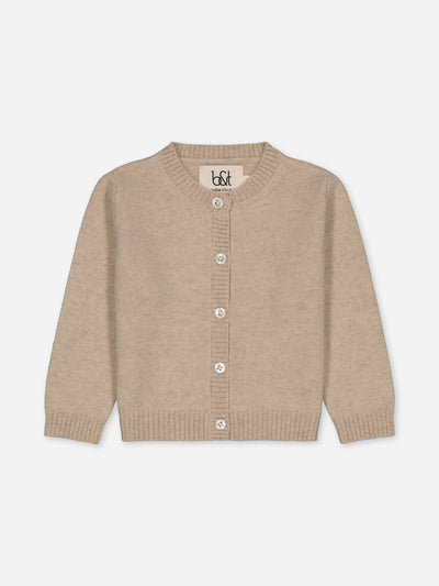 Beige baby cardigan in regenerated cashmere 