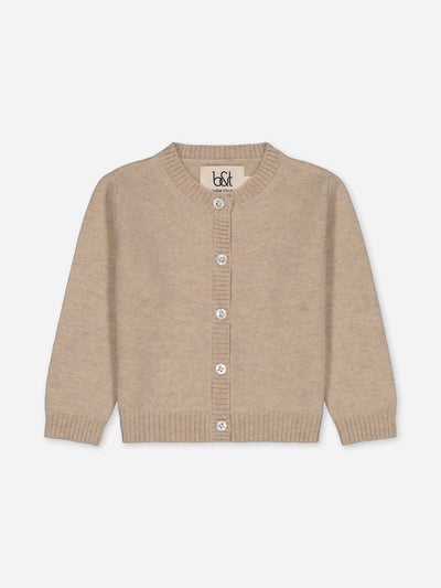 Beige baby cardigan in regenerated cashmere 