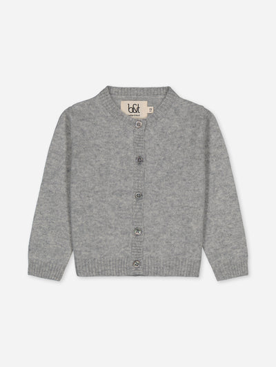 Grey baby cardigan in regenerated cashmere 