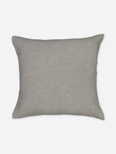 Grey square cushion knitted in regenerated cashmere